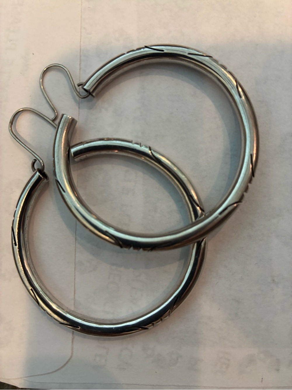 2” Sterling SilverHoop Earrings with Etched Detail